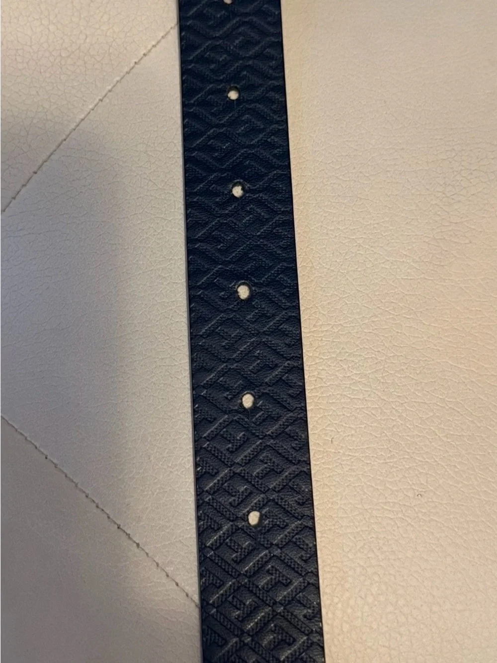 Tommy Hilfiger Navy Tricolor Belt with Silver H Buckle